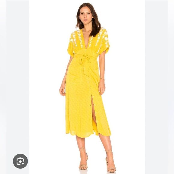 Free People Love To Love You Dress in Yellow Size Small - Picture 6 of 16